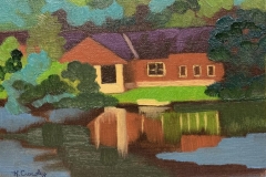 "Red House Along the Scioto", oil on canvas panel, 6 in x 8 in, $240+tax